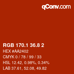 カラーコード: RGB 170.1 36.8 2 | qconv.com