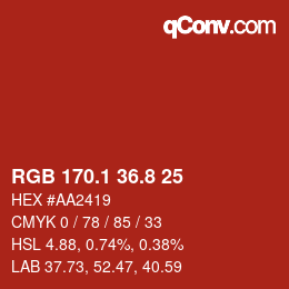 カラーコード: RGB 170.1 36.8 25 | qconv.com