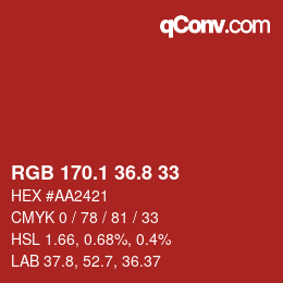 Color code: RGB 170.1 36.8 33 | qconv.com