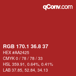カラーコード: RGB 170.1 36.8 37 | qconv.com