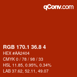 Code couleur: RGB 170.1 36.8 4 | qconv.com