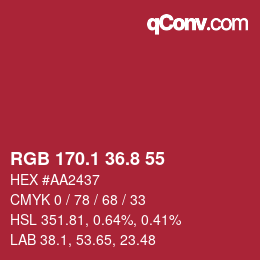 カラーコード: RGB 170.1 36.8 55 | qconv.com