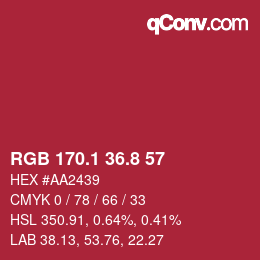カラーコード: RGB 170.1 36.8 57 | qconv.com