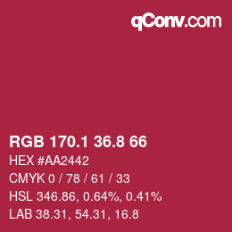 カラーコード: RGB 170.1 36.8 66 | qconv.com