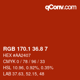 カラーコード: RGB 170.1 36.8 7 | qconv.com