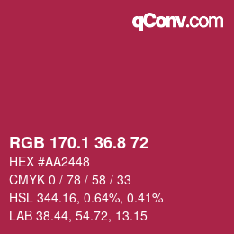 カラーコード: RGB 170.1 36.8 72 | qconv.com