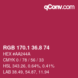 カラーコード: RGB 170.1 36.8 74 | qconv.com