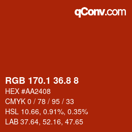 Color code: RGB 170.1 36.8 8 | qconv.com