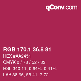 カラーコード: RGB 170.1 36.8 81 | qconv.com