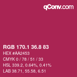 カラーコード: RGB 170.1 36.8 83 | qconv.com