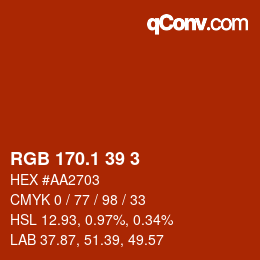 カラーコード: RGB 170.1 39 3 | qconv.com