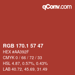 カラーコード: RGB 170.1 57 47 | qconv.com