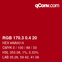 カラーコード: RGB 170.3 0.4 20 | qconv.com