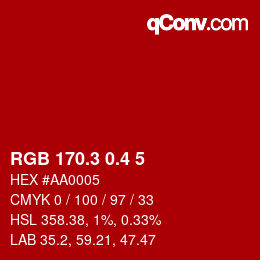 カラーコード: RGB 170.3 0.4 5 | qconv.com