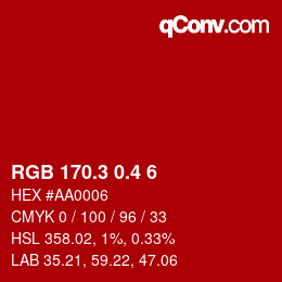 カラーコード: RGB 170.3 0.4 6 | qconv.com