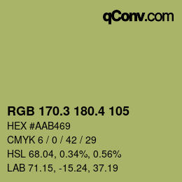 カラーコード: RGB 170.3 180.4 105 | qconv.com