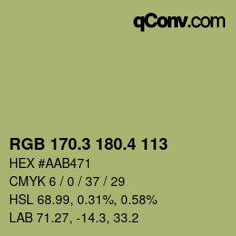 カラーコード: RGB 170.3 180.4 113 | qconv.com