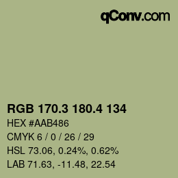 カラーコード: RGB 170.3 180.4 134 | qconv.com