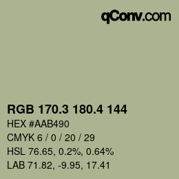 カラーコード: RGB 170.3 180.4 144 | qconv.com