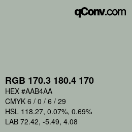 カラーコード: RGB 170.3 180.4 170 | qconv.com