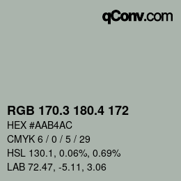 カラーコード: RGB 170.3 180.4 172 | qconv.com