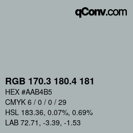 カラーコード: RGB 170.3 180.4 181 | qconv.com