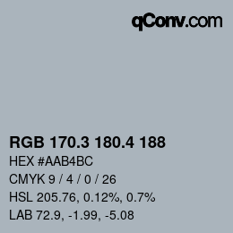 カラーコード: RGB 170.3 180.4 188 | qconv.com