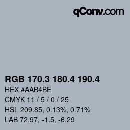 カラーコード: RGB 170.3 180.4 190.4 | qconv.com