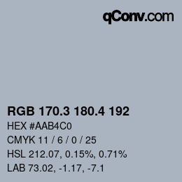 カラーコード: RGB 170.3 180.4 192 | qconv.com