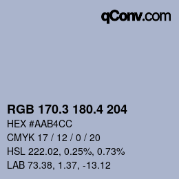 カラーコード: RGB 170.3 180.4 204 | qconv.com