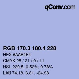 カラーコード: RGB 170.3 180.4 228 | qconv.com