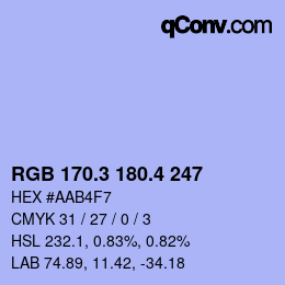 カラーコード: RGB 170.3 180.4 247 | qconv.com