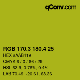 カラーコード: RGB 170.3 180.4 25 | qconv.com