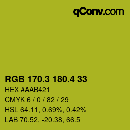カラーコード: RGB 170.3 180.4 33 | qconv.com