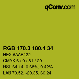 カラーコード: RGB 170.3 180.4 34 | qconv.com