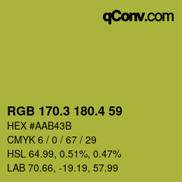 カラーコード: RGB 170.3 180.4 59 | qconv.com