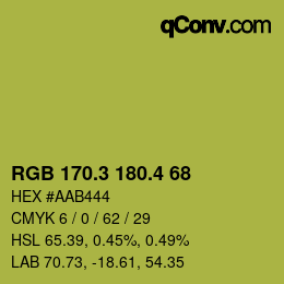 カラーコード: RGB 170.3 180.4 68 | qconv.com