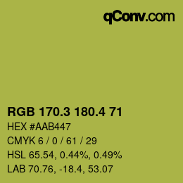 カラーコード: RGB 170.3 180.4 71 | qconv.com