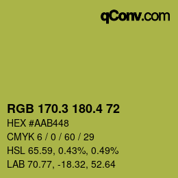 カラーコード: RGB 170.3 180.4 72 | qconv.com