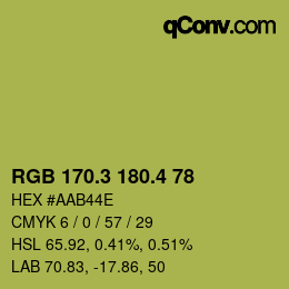 カラーコード: RGB 170.3 180.4 78 | qconv.com