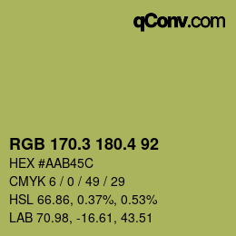 カラーコード: RGB 170.3 180.4 92 | qconv.com