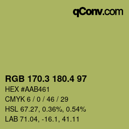 カラーコード: RGB 170.3 180.4 97 | qconv.com