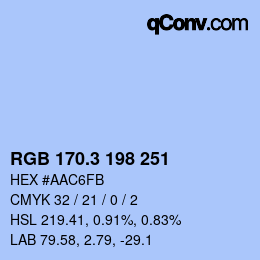 カラーコード: RGB 170.3 198 251 | qconv.com