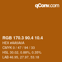 カラーコード: RGB 170.3 90.4 10.4 | qconv.com