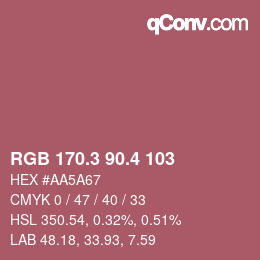 カラーコード: RGB 170.3 90.4 103 | qconv.com