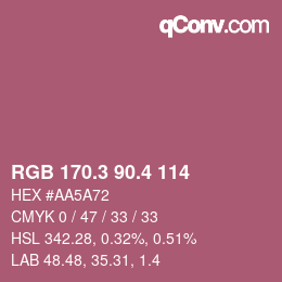 カラーコード: RGB 170.3 90.4 114 | qconv.com