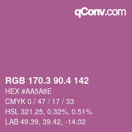 カラーコード: RGB 170.3 90.4 142 | qconv.com