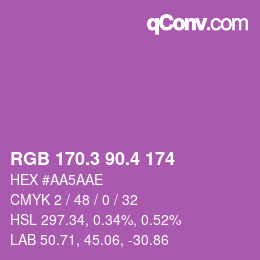 カラーコード: RGB 170.3 90.4 174 | qconv.com