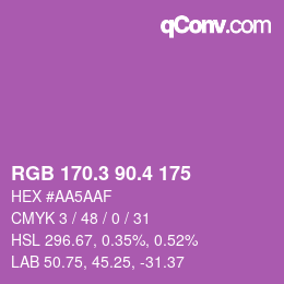 カラーコード: RGB 170.3 90.4 175 | qconv.com
