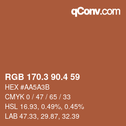 カラーコード: RGB 170.3 90.4 59 | qconv.com